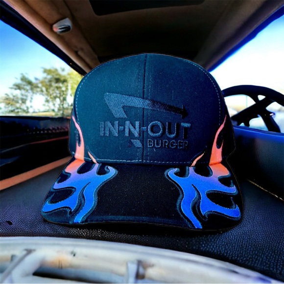 In N Out Burger Baseball Cap Flames Hat Limited Edition Gift for Fathers Day - Picture 11 of 12